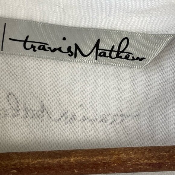 Travis Mathew Polo Shirt Mens Large White Lightweight Golf Casual Flex Striped - Picture 6 of 11